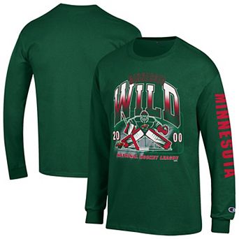 Men's Champion Green Minnesota Wild Long Sleeve Jersey T-Shirt