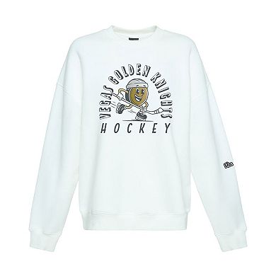 Women's Hype and Vice White Vegas Golden Knights Action Mascot Oversized Sweatshirt