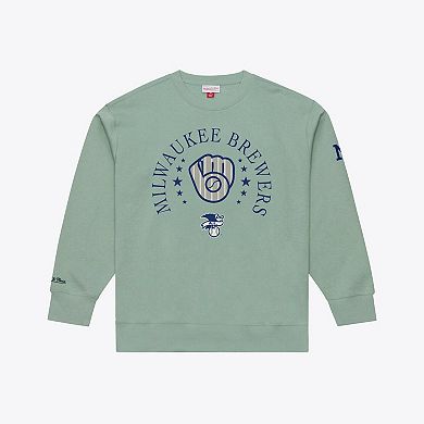 Men's Mitchell & Ness Green Milwaukee Brewers Yacht Rock Fleece Sweatshirt