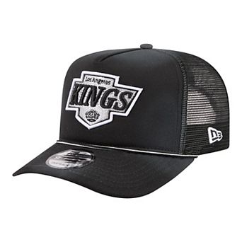 Men's New Era Black Los Angeles Kings Faded A-Frame 9FIFTY Trucker Snapback Hat