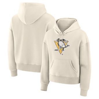 Women's Fanatics Cream Pittsburgh Penguins Distressed Logo Hoodie