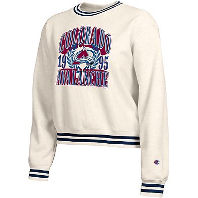 Women's Champion Cream Colorado Avalanche Bold Laurels Reverse Weave Yarn Crewneck Sweatshirt