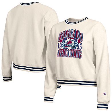 Women's Champion Cream Colorado Avalanche Bold Laurels Reverse Weave Yarn Crewneck Sweatshirt