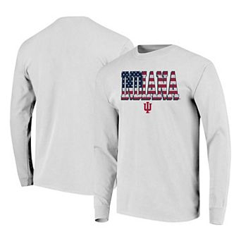 Men's White Indiana Hoosiers Tall Type Flag Long Sleeve T-Shirt