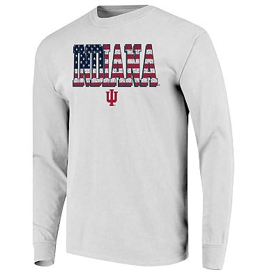 Men's White Indiana Hoosiers Tall Type Flag Long Sleeve T-Shirt