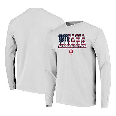 Men's White Indiana Hoosiers Tall Type Flag Long Sleeve T-Shirt