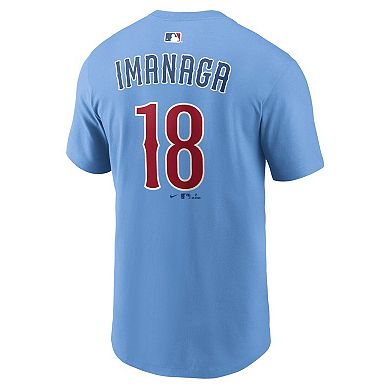 Men's Nike Shota Imanaga Light Blue Chicago Cubs Name & Number T-Shirt