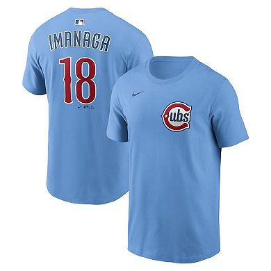 Men's Nike Shota Imanaga Light Blue Chicago Cubs Name & Number T-Shirt