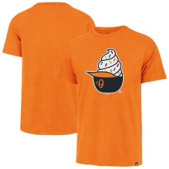 Men's '47 Orange Baltimore Orioles Ice Cream Helmet Franklin T-Shirt