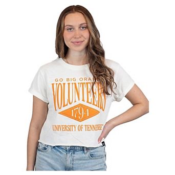 Women's Gameday Social White Tennessee Volunteers Cropped Cuffed T-Shirt