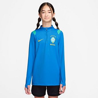 Youth Nike Blue Brazil National Team 2026 Academy Pro Dri-FIT Long Sleeve Quarter-Zip Drill Top