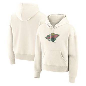 Women's Fanatics Cream Minnesota Wild Distressed Logo Hoodie