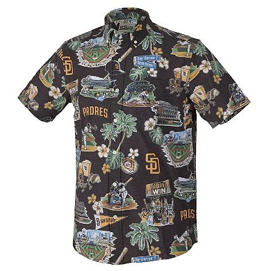 Men's Reyn Spooner Brown San Diego Padres Big & Tall Scenic Performance Tri-Blend Aloha Button-Down Shirt