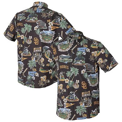Men's Reyn Spooner Brown San Diego Padres Big & Tall Scenic Performance Tri-Blend Aloha Button-Down Shirt