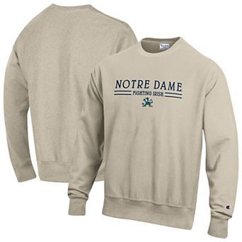 Men's Champion Oatmeal Notre Dame Fighting Irish Reverse Weave Crewneck Sweatshirt