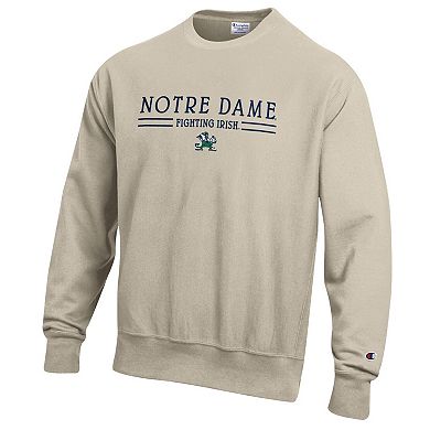 Men's Champion Oatmeal Notre Dame Fighting Irish Reverse Weave Crewneck Sweatshirt