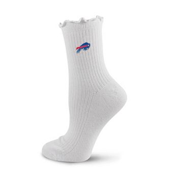 Women's PRO Compression White Buffalo Bills Logo Lettuce Hem Quarter Socks