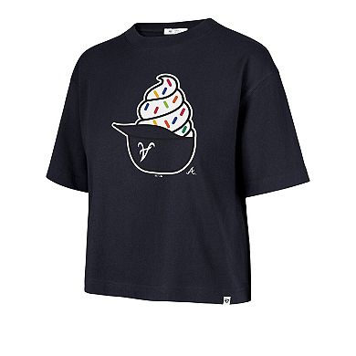Women's '47 Navy Atlanta Braves Ice Cream Helmet T-Shirt