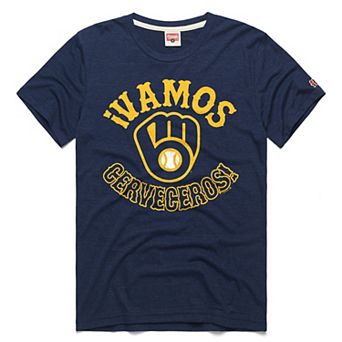 Men's Homage Navy Milwaukee Brewers Vamos Tri-Blend T-Shirt