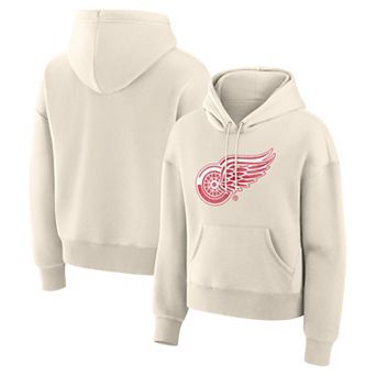 Women's Fanatics Cream Detroit Red Wings Distressed Logo Hoodie