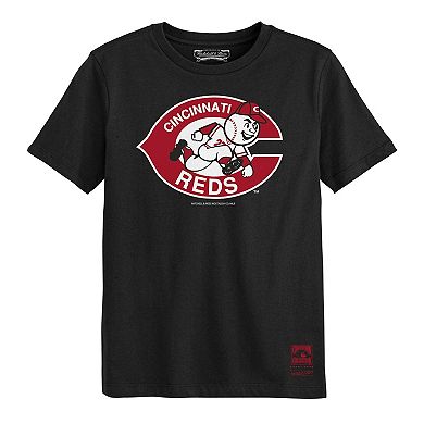 Preschool Mitchell & Ness Black Cincinnati Reds Retro Logo T-Shirt