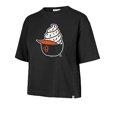 Women's '47 Black Baltimore Orioles Ice Cream Helmet T-Shirt