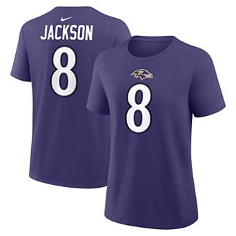Women's Nike Lamar Jackson Purple Baltimore Ravens Name & Number T-Shirt