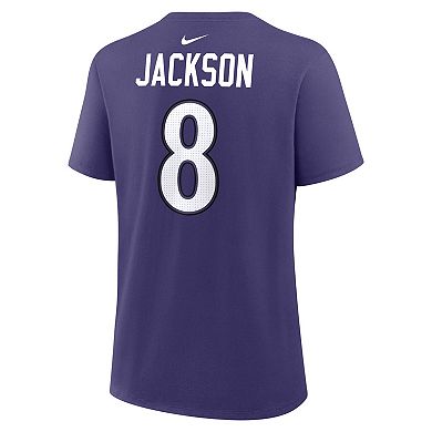 Women's Nike Lamar Jackson Purple Baltimore Ravens Name & Number T-Shirt