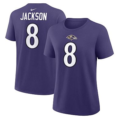 Women's Nike Lamar Jackson Purple Baltimore Ravens Name & Number T-Shirt