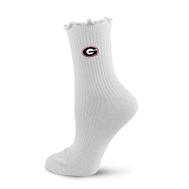 Women's PRO Compression White Georgia Bulldogs Logo Lettuce Hem Quarter Socks