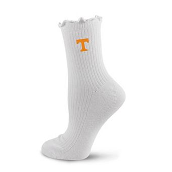 Women's PRO Compression White Tennessee Volunteers Logo Lettuce Hem Quarter Socks