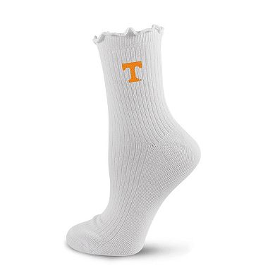 Women's PRO Compression White Tennessee Volunteers Logo Lettuce Hem Quarter Socks