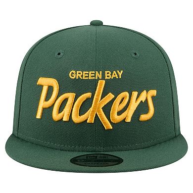 Men's New Era Green Green Bay Packers Core Team Script 9FIFTY Snapback Hat