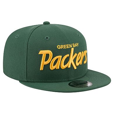 Men's New Era Green Green Bay Packers Core Team Script 9FIFTY Snapback Hat