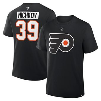 Men's Fanatics Matvei Michkov Black Philadelphia Flyers Authentic Stack Name & Number T-Shirt