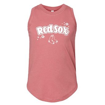 Girls Youth Soft as a Grape Pink Boston Red Sox Tank Top