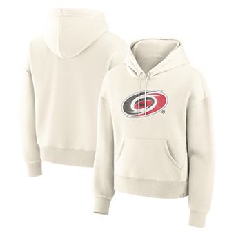 Women's Fanatics Cream Carolina Hurricanes Distressed Logo Hoodie