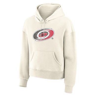 Women's Fanatics Cream Carolina Hurricanes Distressed Logo Hoodie
