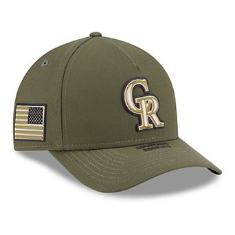 Youth New Era Olive Colorado Rockies 2026 Armed Forces Day 9FORTY M-Crown Adjustable Hat