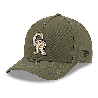 Youth New Era Olive Colorado Rockies 2026 Armed Forces Day 9FORTY M-Crown Adjustable Hat