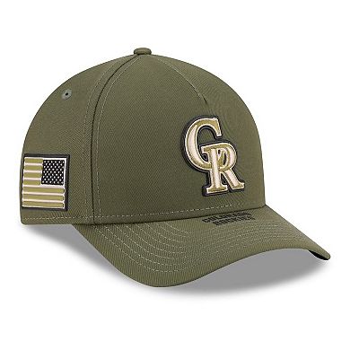 Youth New Era Olive Colorado Rockies 2026 Armed Forces Day 9FORTY M-Crown Adjustable Hat