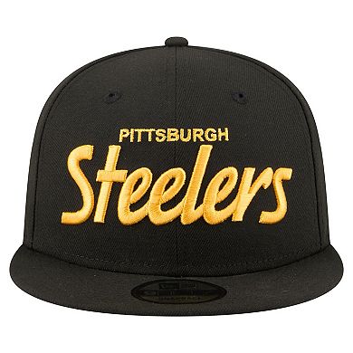 Men's New Era Black Pittsburgh Steelers Core Team Script 9FIFTY Snapback Hat