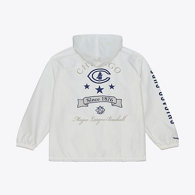Men's Mitchell & Ness White Chicago Cubs Yacht Rock Coaches Full-Snap Hooded Windbreaker Jacket