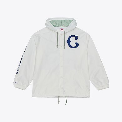 Men's Mitchell & Ness White Chicago Cubs Yacht Rock Coaches Full-Snap Hooded Windbreaker Jacket