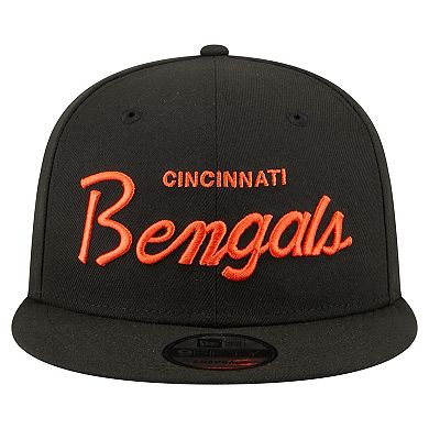 Men's New Era Black Cincinnati Bengals Core Team Script 9FIFTY Snapback Hat