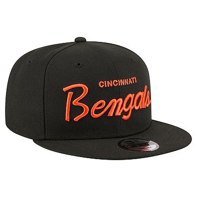 Men's New Era Black Cincinnati Bengals Core Team Script 9FIFTY Snapback Hat