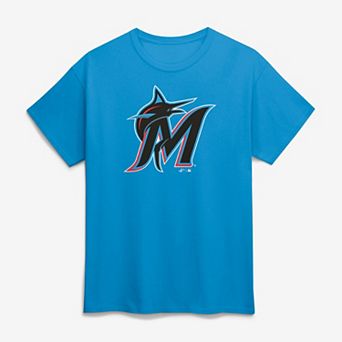 Men's Logo Athletic Blue Miami Marlins Official Logo T-Shirt