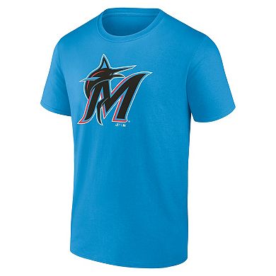 Men's Logo Athletic Blue Miami Marlins Official Logo T-Shirt