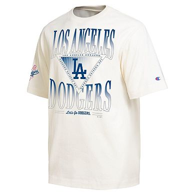 Men's Champion Cream Los Angeles Dodgers Traditions Two Locations T-Shirt
