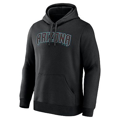 Men's Logo Athletic Black Arizona Diamondbacks Wordmark Hoodie